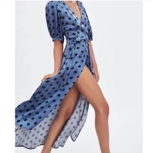 Zara polka dot wrap maxi dress